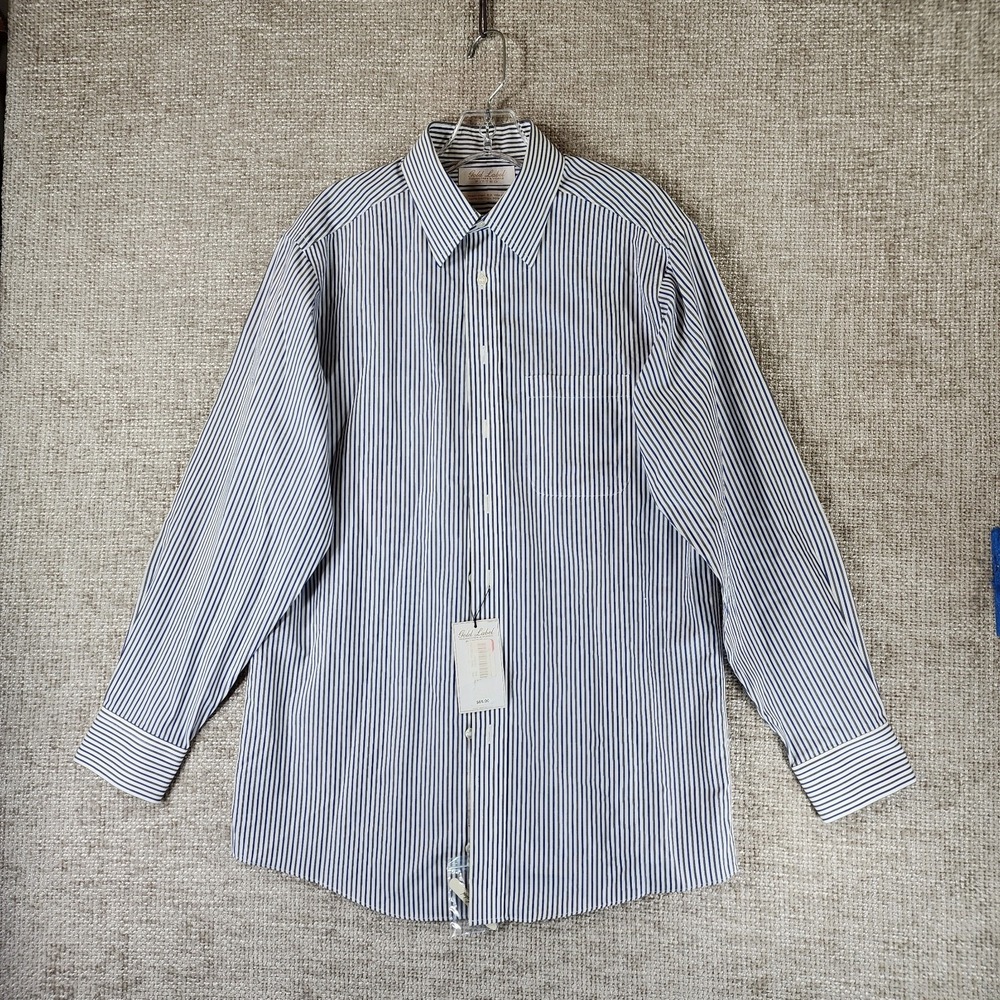 Roundtree & Yorke Gold Label Non-Iron Striped Dress Shirt Mens 15/33 Striped NWT